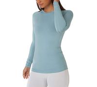 TCA T-Shirt Thermique Femme Manche Longue - Haut de Sport Performance - Sous Couche de Base pour la Course ou la Musculation - Cyan, XS
