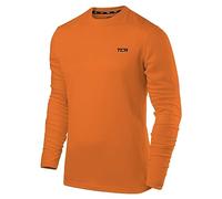 TCA Tee Shirt Homme Manches Longues - Tshirt Manche Longue Homme de Sport Element avec Col Haut pour Running Musculation Course - Tee Shirt Homme Manche Longue Quickdry - Orange, XL