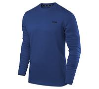 TCA Tee Shirt Manches Longues Homme - Sport Element avec Col Haut pour Running Musculation Course - Quickdry - Bleu Brillant, L