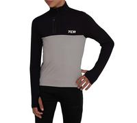 TCA Veste Running Garcon Hiver - T Shirt Running Garcon Manches Longues Quickdry Fusion Pro avec Fermeture Éclair à Mi-Poitrine pour Course Jogging - Gris/Noir, S