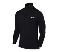 TCA Veste Running Homme Hiver - T Shirt Running Homme Manches Longues Quickdry Fusion Pro avec Fermeture Éclair à Mi-Poitrine pour Course Jogging - Noir/Noir, XL