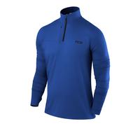 TCA Haut Running Homme Hiver - Vetement Sport Homme Manches Longues - Quickdry Fusion Pro avec Fermeture Éclair à Mi-Poitrine - Tenue pour Course à Pied et Jogging - Bleu, S