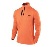TCA Veste Running Homme Hiver - T Shirt Running Homme Manches Longues Quickdry Fusion Pro avec Fermeture Éclair à Mi-Poitrine pour Course Jogging - Orange/Orange, M