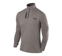 TCA Veste Running Homme Hiver - T Shirt Running Homme Manches Longues Quickdry Fusion Pro avec Fermeture Éclair à Mi-Poitrine pour Course Jogging - Gris Foncé/Gris Foncé, L