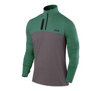 TCA Veste Running Homme Hiver - T Shirt Running Homme Manches Longues Quickdry Fusion Pro avec Fermeture Éclair à Mi-Poitrine pour Course Jogging - Vert, S