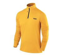 TCA Veste Running Homme Hiver - T Shirt Running Homme Manches Longues Quickdry Fusion Pro avec Fermeture Éclair à Mi-Poitrine pour Course Jogging - Jaune, L