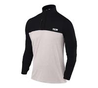 TCA Veste Running Homme Hiver - T Shirt Running Homme Manches Longues Quickdry Fusion Pro avec Fermeture Éclair à Mi-Poitrine pour Course Jogging - Gris/Noir, M