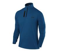 TCA Veste Running Homme Hiver - T Shirt Running Homme Manches Longues Quickdry Fusion Pro avec Fermeture Éclair à Mi-Poitrine pour Course Jogging - Bleu Foncé/Bleu Foncé, L