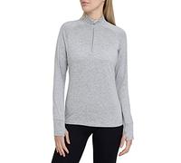 TCA Winter Run T-Shirt de Sport et Running Tee-Shirt Manches Longues avec Fermeture Éclair Mi-Poitrine pour Femme - Gris, S