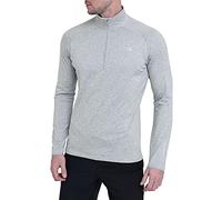 TCA Winter Run T-Shirt de Sport et Running Tee-Shirt Manches Longues avec Fermeture Éclair Mi-Poitrine pour Homme - Gris, S