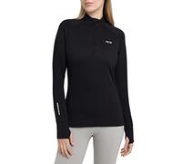 TCA Winter Run T-Shirt de Sport et Running Tee-Shirt Manches Longues avec Fermeture Éclair Mi-Poitrine pour Femme - Noir, XS