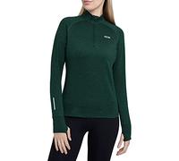 TCA Winter Run T-Shirt de Sport et Running Tee-Shirt Manches Longues avec Fermeture Éclair Mi-Poitrine pour Femme - Vert, XS