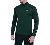 TCA Winter Run T-Shirt de Sport et Running Tee-Shirt Manches Longues avec Fermeture Éclair Mi-Poitrine pour Homme - Vert, S