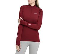 TCA Winter Run T-Shirt de Sport et Running Tee-Shirt Manches Longues avec Fermeture Éclair Mi-Poitrine pour Femme - Cabernet, XS