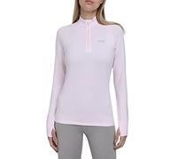TCA Winter Run T-Shirt de Sport et Running Tee-Shirt Manches Longues avec Fermeture Éclair Mi-Poitrine pour Femme - Rose, L
