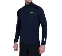 TCA Winter Run T-Shirt de Sport et Running Tee-Shirt Manches Longues avec Fermeture Éclair Mi-Poitrine pour Homme - Bleu Foncé, L