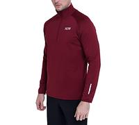 TCA Winter Run T-Shirt de Sport et Running Tee-Shirt Manches Longues avec Fermeture Éclair Mi-Poitrine pour Homme - Cabernet, M