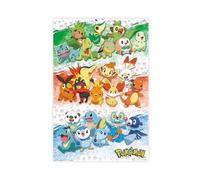 tcagd Poster Pokémon First Partners sur toile - Décoration murale pour salon, chambre à coucher - 30 x 45 cm