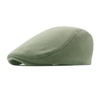 tcax Beret Homme Automne Hiver Chaud Gavroche Casquette pour Hommes Réglable Casual Bérets Plat Chapeau Rétro Chapeau Solide Peaked Painter Caps, Vert Clair, 56-61Cm