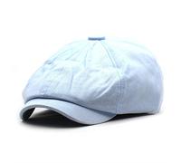 tcax Beret Homme Printemps Été Solide Coton Gavroche Gatsby Casquettes Hommes Casquette Plate À Visière Femmes Peintre Béret Chapeaux Octogonaux, Bleu Ciel, 55-60 Cm
