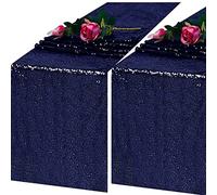 TCBESTO Lot de 2 chemins de Table à Paillettes Bleu Marine 30,5 x 182,9 cm pour Remise de diplôme, Mariage, Anniversaire, fête, mariée, fête prénatale