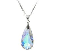 TCC Sourcing Gift Austria Crystal Clear AB Pendentif en argent sterling rhodié 40,6 cm + 5,1 cm, Cristal, Cristal