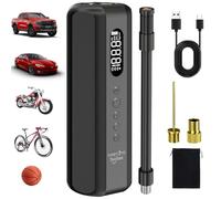 Tccbac Gonfleur de Pneu Portable pour vélo/Moto, Pompe électrique de Pneu de Voiture avec manomètre, Mini compresseur d'air Rechargeable 5200 mAh, gonflage Rapide, 150 psi, Pression des pneus