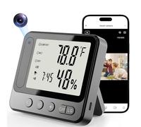 Tccbac Mini Camera Espion sans Fil 4K Camera Espion Discrete Thermo hygromètre réveil caméra de sécurité Maison Vision Nocturne détection Mouvement WiFi Stable Stockage 256Go (Noir)