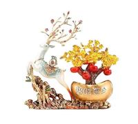 TCDHICY Cristal Arbre Arbre à Argent en Cristal Feng Shui, décoration de Table for la Richesse et la prospérité de la Maison, Motif cerf Cristaux Feng Shui Bonsai(Blue)