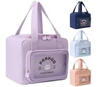 Tcdwla Sac Isotherme Repas, Sac Glaciere Isotherme Repas, 8L Capacité, Sac à Lunch avec Sacs Transparents Externes pour Plats de Table, Collations, pour Pique-niques, Travail, L'école (Violette)