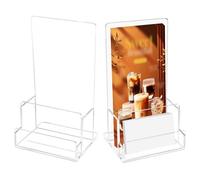 TCETCY Lot de 2 Porte-brochures Acrylique Transparent - Format A6 - Support pour Dépliants, Flyers, Menus, Cartes de Visite - Supports Acrylique A6 Autonomes pour Bureau, Hôtel, Restaurant, Expo