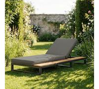 Tcewhhy Lit de Jour d'extérieur, Chaise Longue d'extérieur, canapé-lit Multifonctionnel et imperméable, lit de Jour avec étagères, Bain de Soleil pour terrasse, Dossier inclinable, Gris, côté Droit