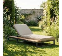 Tcewhhy Lit de Jour d'extérieur, Chaise Longue d'extérieur, canapé-lit Multifonctionnel et imperméable, lit de Jour avec étagères, Bain de Soleil pour terrasse, Dossier inclinable, Beige, côté Gauche