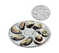 TCGG-Oyster Plate, 2 Pieces Stainless Steel Oyster Plates Oyster Plate Shell Shaped Durable Oyster Container with 8 Slots for Oyster Sauce And Lemons