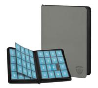 TCGUARD Album de Cartes à Collectionner à 16 Compartiments avec Fermeture Éclair pour Plus de 1000 Cartes, Grand Classeur, Poches de Chargement Latérales Sécurisées, Compatible avec MTG, Gris