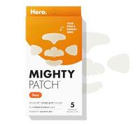 tch from Hero Cosmetics - XL Hydrocolloid Face Mask for Acne, 5 Large Pimple Patches for Zit Breakouts on Nose, Chin, Forehead & Cheeks - Vegan-Friendly (1 Count)