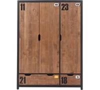 TCHAD - Armoire 3 Portes 2 Tiroirs en Pin Massif avec Motifs -