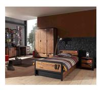 TCHAD - Chambre 90x200cm + Armoire 3P + Pack Bureau - Altobuy Marron
