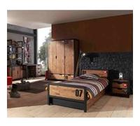 TCHAD - Chambre 90x200cm + Armoire 3P + Pack Bureau - Altobuy Marron