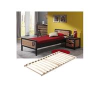 TCHAD - Ensemble Lit 90x200cm avec Sommier + Chevet -