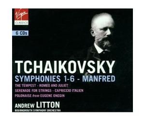 TCHAIKOVSKY: COMPLETE SYMPHONIES 1, 2, 3, 4, 5, 6 & MANFRED, THE TEMPEST, ROMEO AND JULIET, SERENADE FOR STRINGS, CAPRICCIO ITALIEN, POLONAISE FROM ONEGIN - ANDREW LITTON / BOURNEMOUTH SYMPHONY ORCHESTRA - 5CD BOX SET / VIRGIN