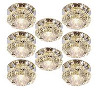 TCHAUSGZOZ 8 pièces Downlight LED en cristal 3W/5W Mini plafonnier moderne for couloir allée porche plafond luminaire domestique taille de coupe: 50-90mm(White Light,3W)