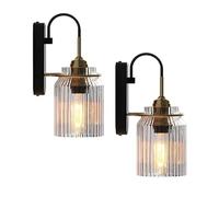 TCHAUSGZOZ Applique Murale Filaire Applique Murale Moderne Lanterne en Verre Applique E27 Edison Applique en Métal Luminaire Simple Luminaires d'intérieur (Size : 2 Pack)