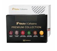 Tchibo CAFISSIMO Pure Plus Machine à café noire, 1250 W, 800 ml, avec 60 capsules Collection Premium, Espresso Barista, Caffè Crema, Colombie et Brasil, Espresso Caramel, Double Choc