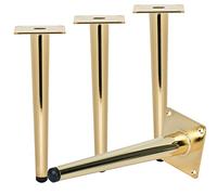 TCHOSUZ 12 inch Pieds De Meubles en Métal, 4 PCS Pieds De Table Métallique Droit avec Protecteur en Caoutchouc & Vis,Pieds en Métal pour Bricolage Cabinet Canapé Table de Chevet Armoire Chaise Doré