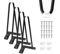 TCHOSUZ 20CM Pieds De Meubles en Métal, Lot de 4 Pieds De Table en Épingle à Cheveux en Fer avec Vis,Remplacement Pieds De Lit Métallique pour Canapé Chaise Cabinet Fauteuil Armoire Meuble TV,Noir