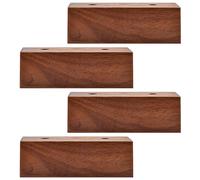 TCHOSUZ Lot de 4 pieds de lit en noyer massif de 5 cm en forme de I pour projets de bricolage, canapé, banc, armoire, table de chevet, meuble TV, noir