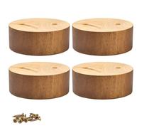 TCHOSUZ Lot de 4 pieds de meubles en bois de noyer massif modernes du milieu du siècle - Pieds de rechange ronds et ovales avec vis pour canapé, fauteuil, ottomane, commode, causeuse