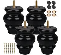 TCHOSUZ Lot de 4 Pieds de Meubles en Bois Massif de 10 cm avec M8 Boulon, Modernes sculptés du Milieu du siècle pour canapé, Armoire, Chaise, Ottoman, NOI