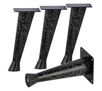 TCHOSUZ Lot de 4 pieds de meubles en bois massif oblique moderne du milieu du siècle avec plaques de montage, vis, protection de sol pour armoire, canapé, TV